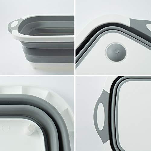098 Foldable Chopping Board Dish Rack Washing Bowl Draining Basket 3in1 Multi-function