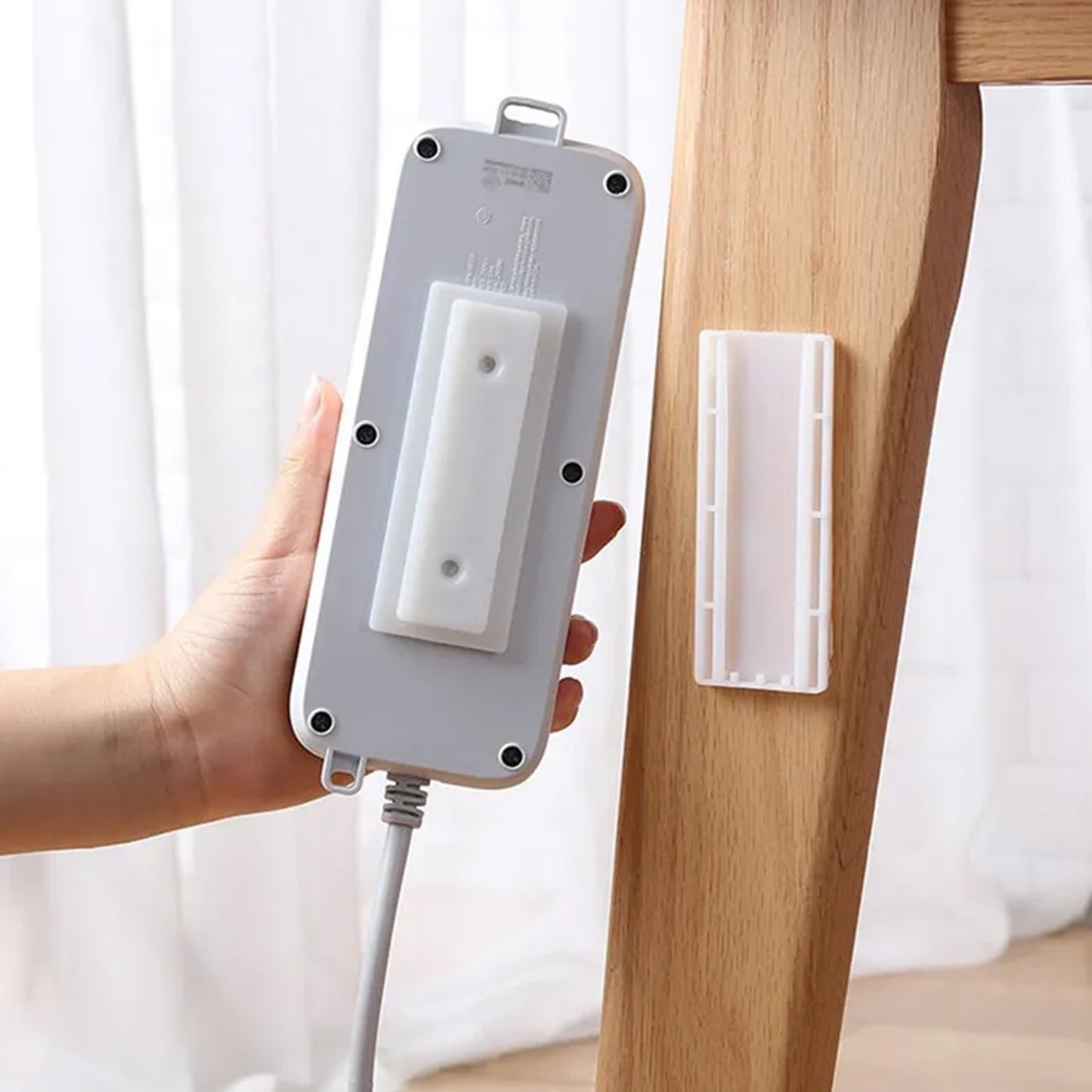 1208 Self Adhesive No Hole Wall Mount Reusable Non Residue Plug Organizer For Home Office Multiuse Device