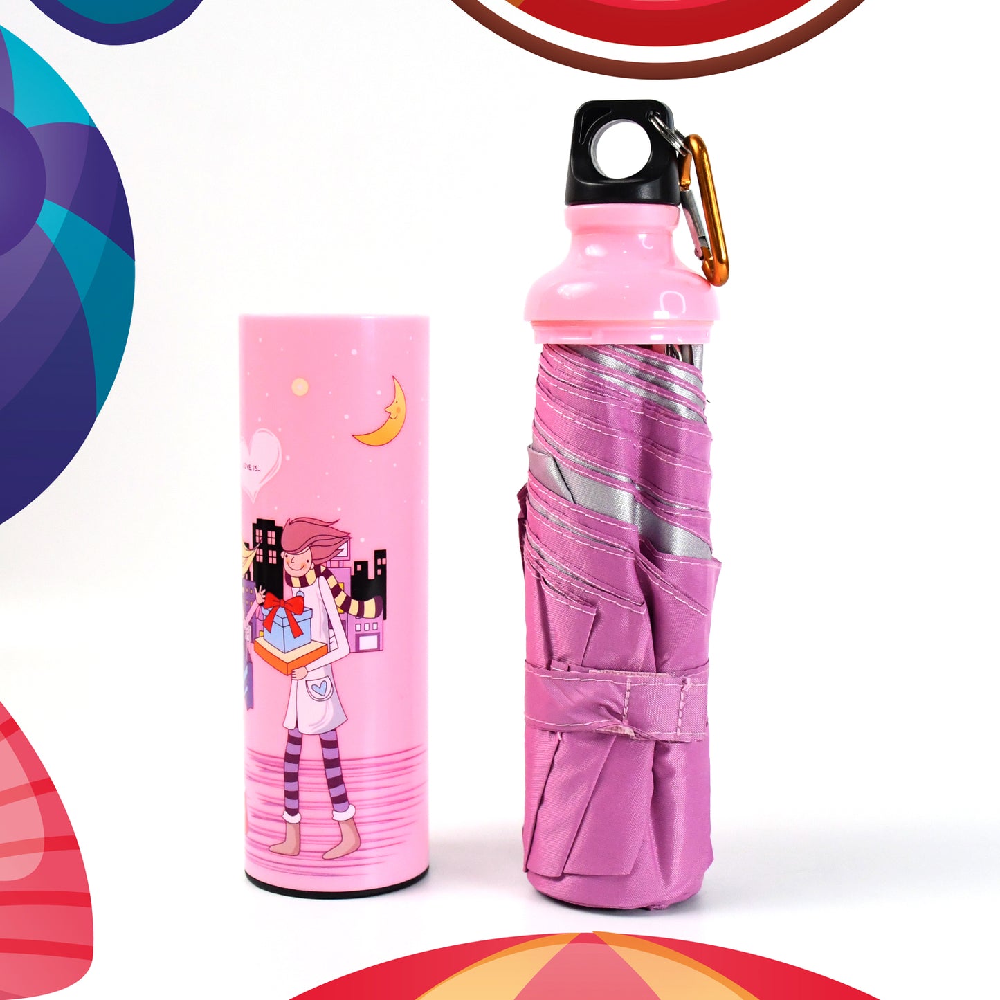 4 Fold Foldable Bottle Summer Umbrella For On-the-go (1 Pc Mix Color)