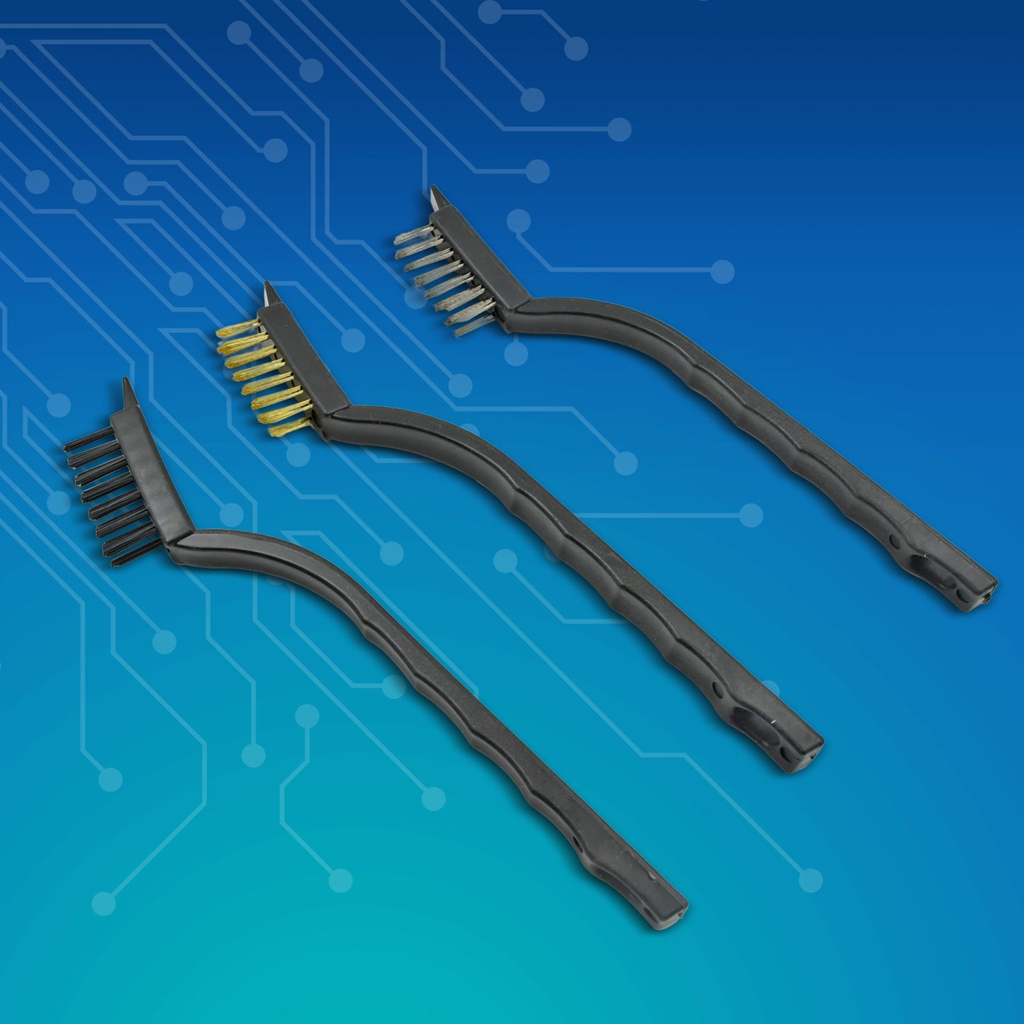 6813 Mini Wire Brush Set Brass Nylon Stainless Steel Bristles Household Cleaning Brush For Gas Stove Smoke Machine Tool Burner Tiles Tap Rust Removal Welding Slag Dirt Paint Scrubbing (3 Pcs Set)