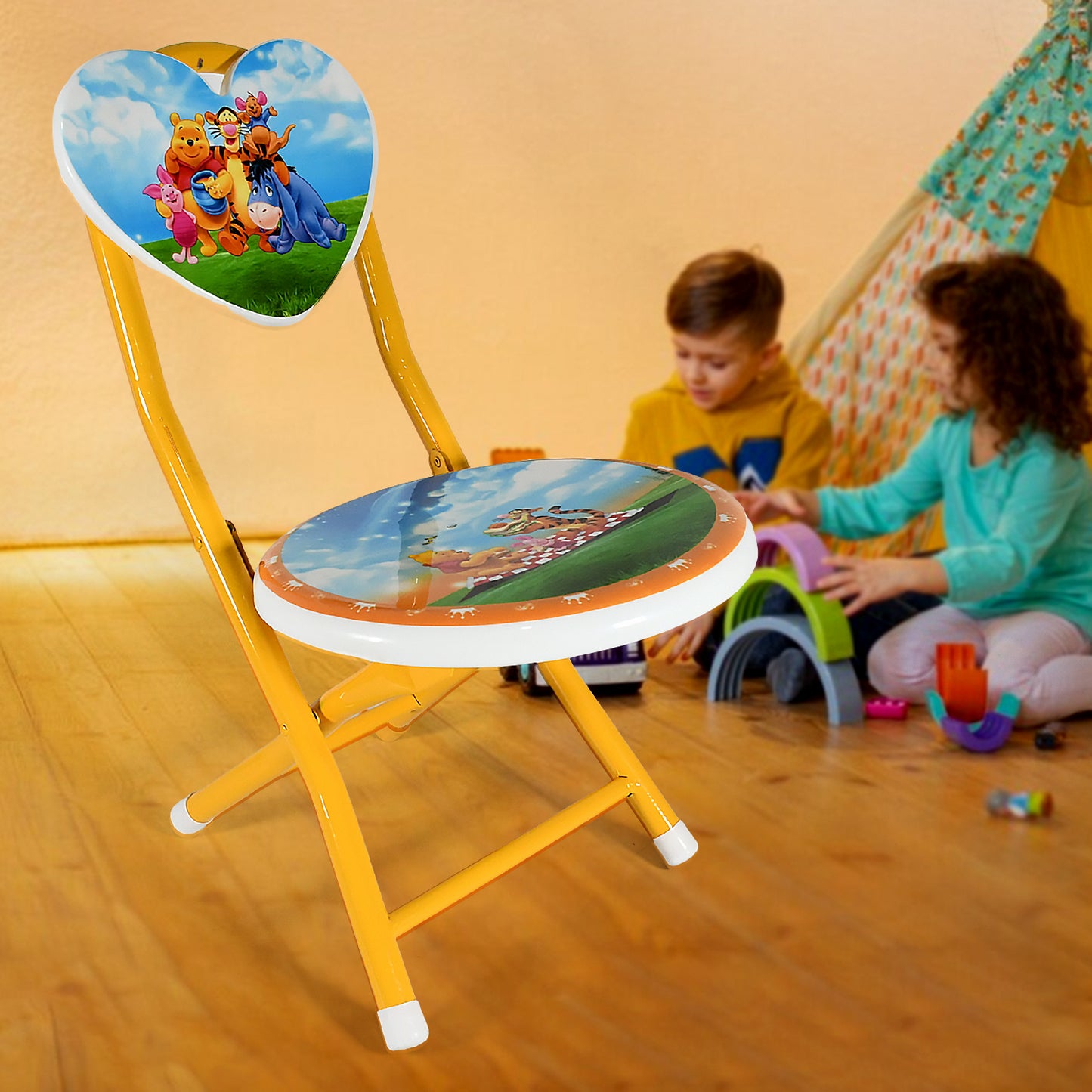 17761 Heart Shape Kids Chair Cartoon Printed Foldable Kids Children Folding Chair For Playrooms Schools Daycares And Home. Metal And Fibre Body Picnic Beach Camping Chair (1 Pc)