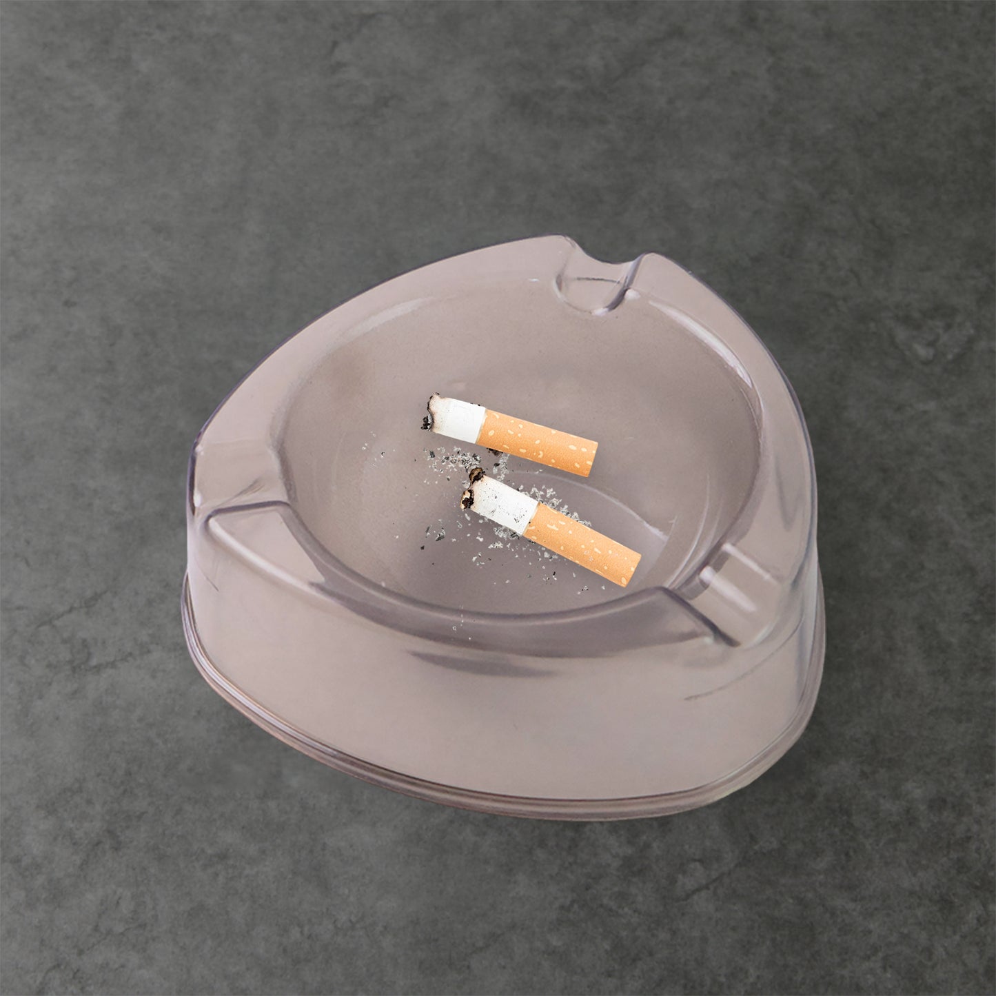 Oblivion Transparent White Ashtray With Cigarette Holder Grooves Modern Smoke Disposal Tray (1 Pc)