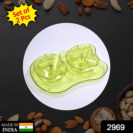 2969 Apple Shape 2piece Serving Set Of Bowl With Spoon Tray. Dinnerware Serving Snacks Pickle