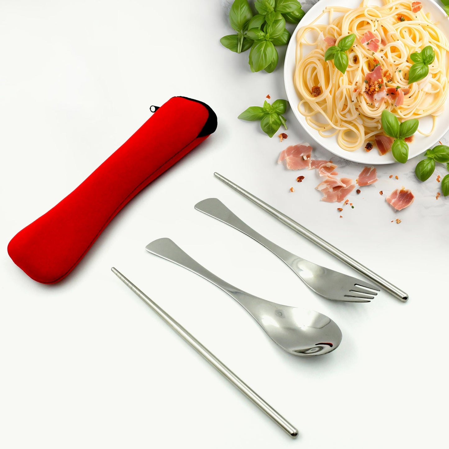 Picnic Dinner Spoon Fork Chopsticks Cutlery Tablewares Set Traveling Spoon Set High Quality Cutlery Set (4 Pc 1 Set )