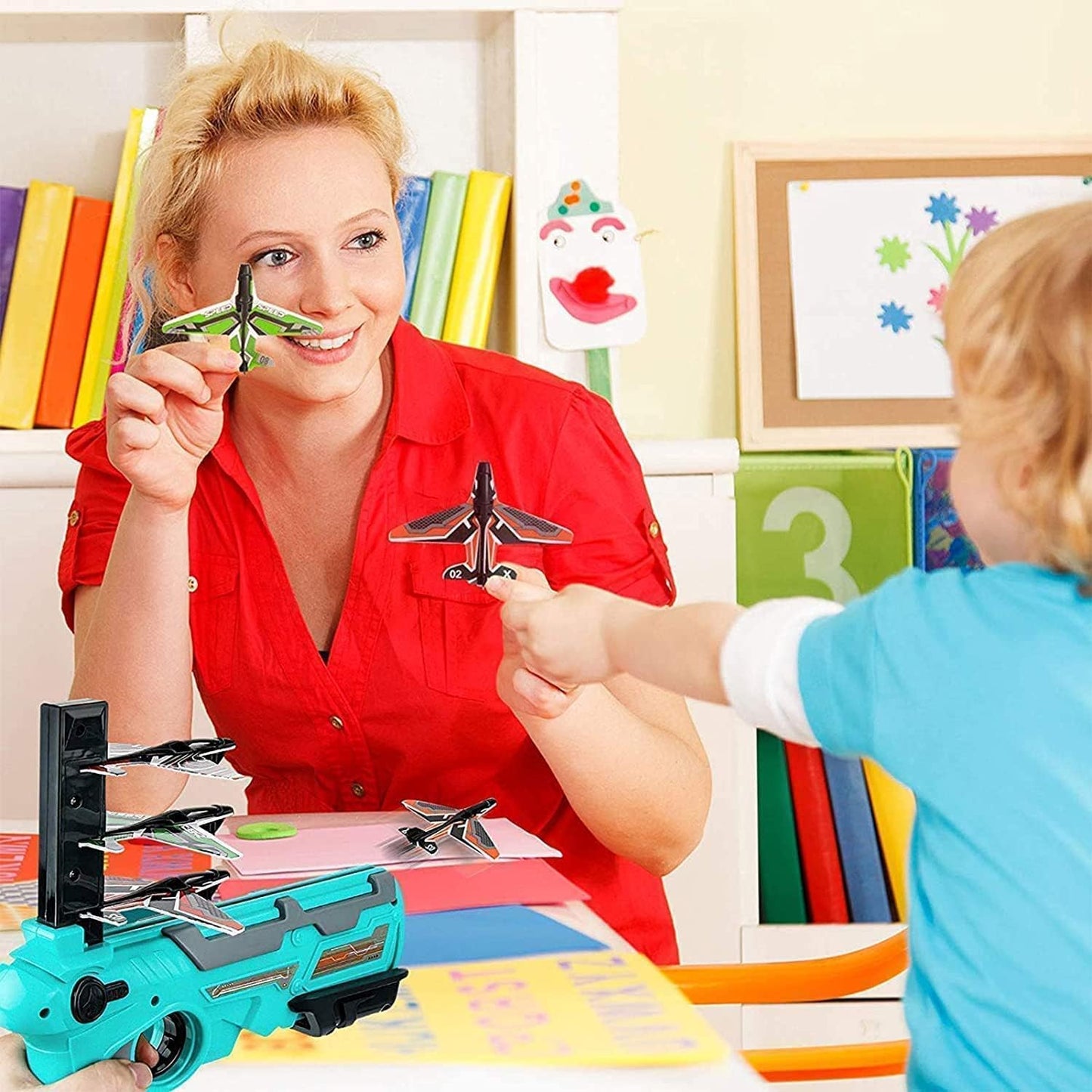 4710 Airplane Launcher Gun Toy With Foam Glider Planes Outdoor Games For Children Best Aeroplane Toys For Kids Air Battle Gun Toys ( 5 Plane Include )