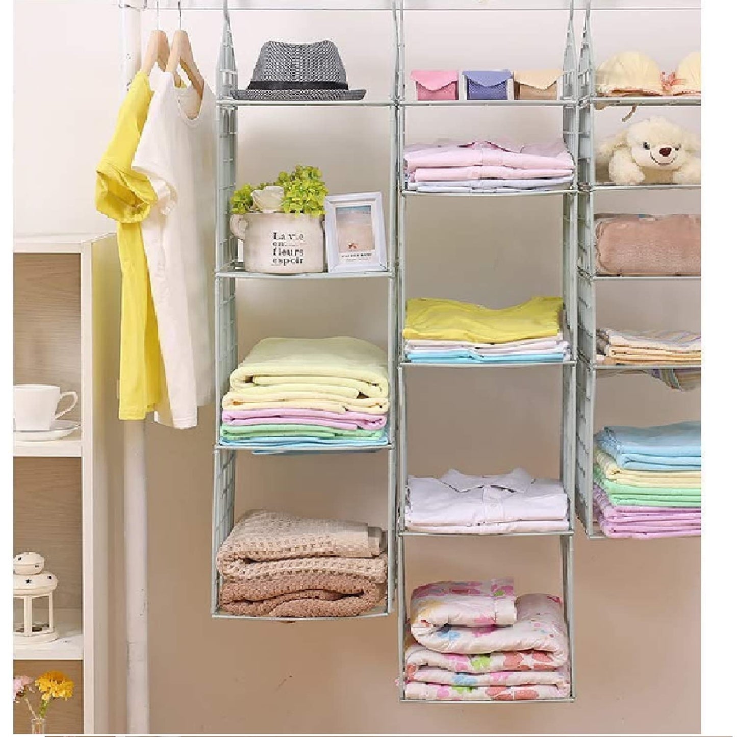 Multipurpose 5 Layer Folding Clothes Storage Rackscloset For Students Wardrobe Shelves Socks Scarf T-shirt Etchanging Organizer Storage Holders Racks