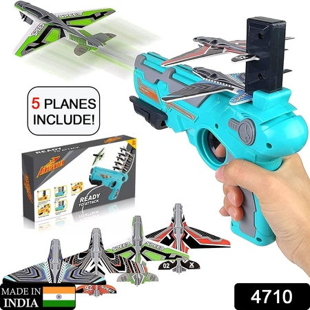 4710 Airplane Launcher Gun Toy With Foam Glider Planes Outdoor Games For Children Best Aeroplane Toys For Kids Air Battle Gun Toys ( 5 Plane Include )