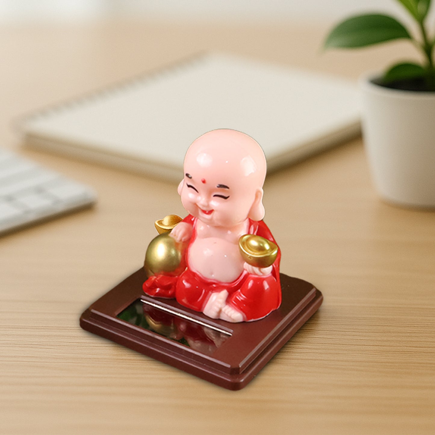 Solar Power Moving Head Buddha Statue Car Ornament (1 Pc Mix Color)