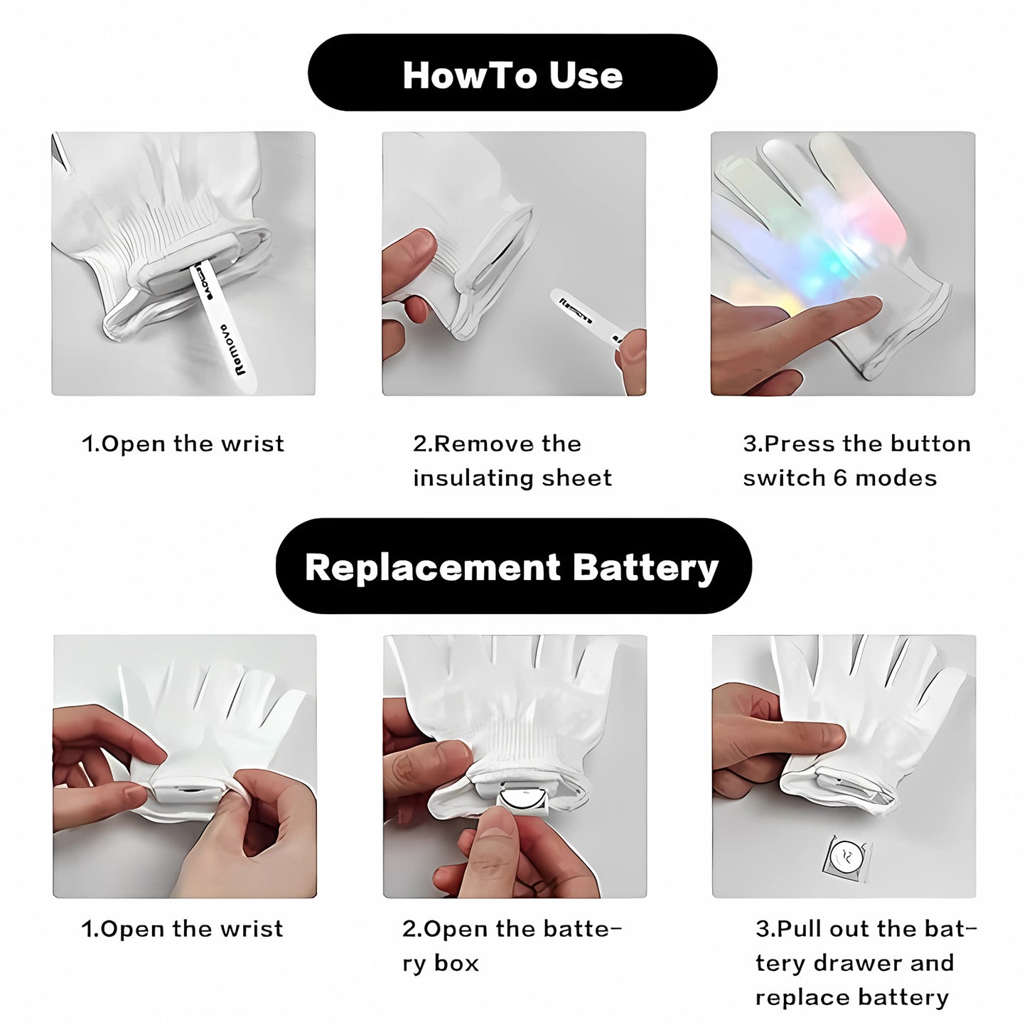 Dynamic Multi-color Led Light-up Glow Gloves (1 Pair)