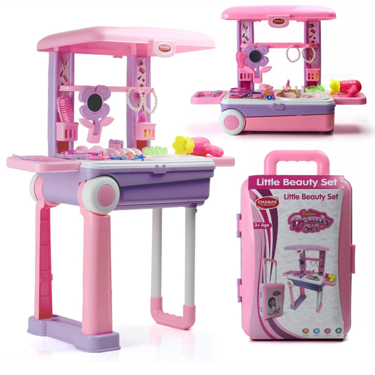 17746 Big Beauty Set Suitcase On Wheel The Ultimate Beauty Set On Wheels For Girls Makeup Kit Is Easy To Clean Use Portable Beauty Set With 25 Pieces For 3 Years Bis Approved. (Beauty Set Trolley)