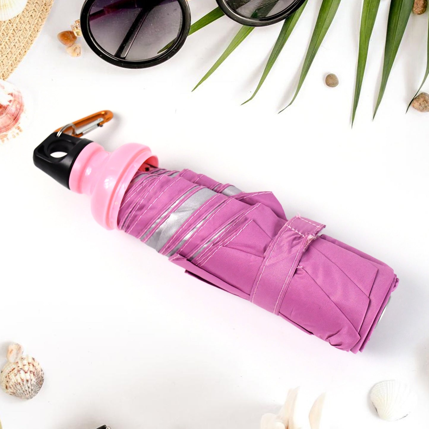 4 Fold Foldable Bottle Summer Umbrella For On-the-go (1 Pc Mix Color)