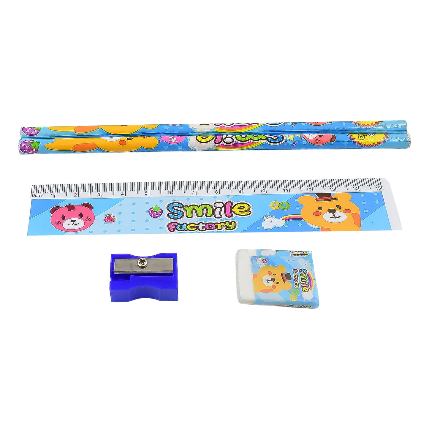 4580 Cartoon Wooden Pencil Set For Kids Boys Return Gifts Birthday Party Space Stationary Set Pencil Eraser Sharpener Combo Kit For Kids Boys
