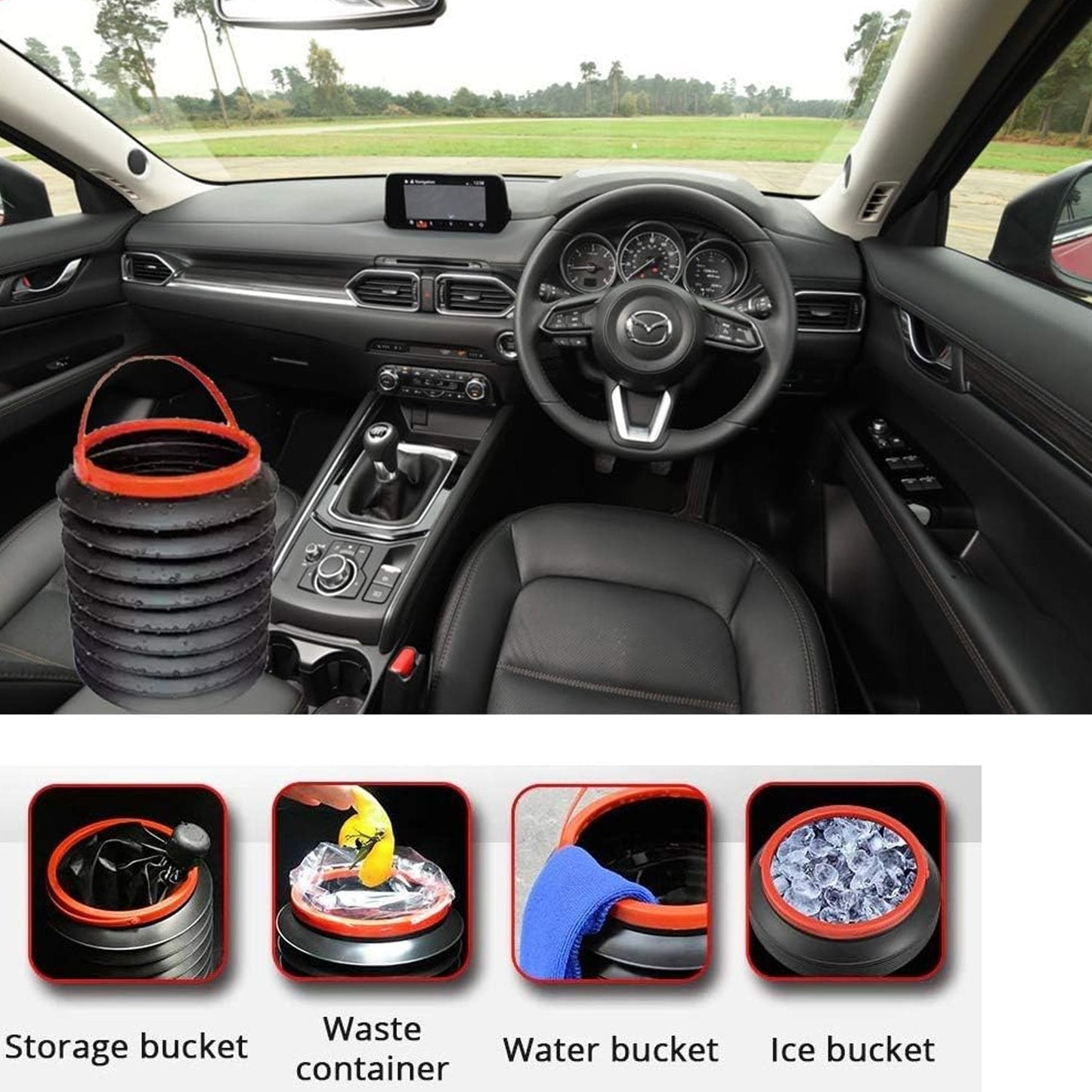 0245 Foldable Storage Bucket Water Container Dustbin Multiuse Bucket For Home Car Kitchen Use Bucket