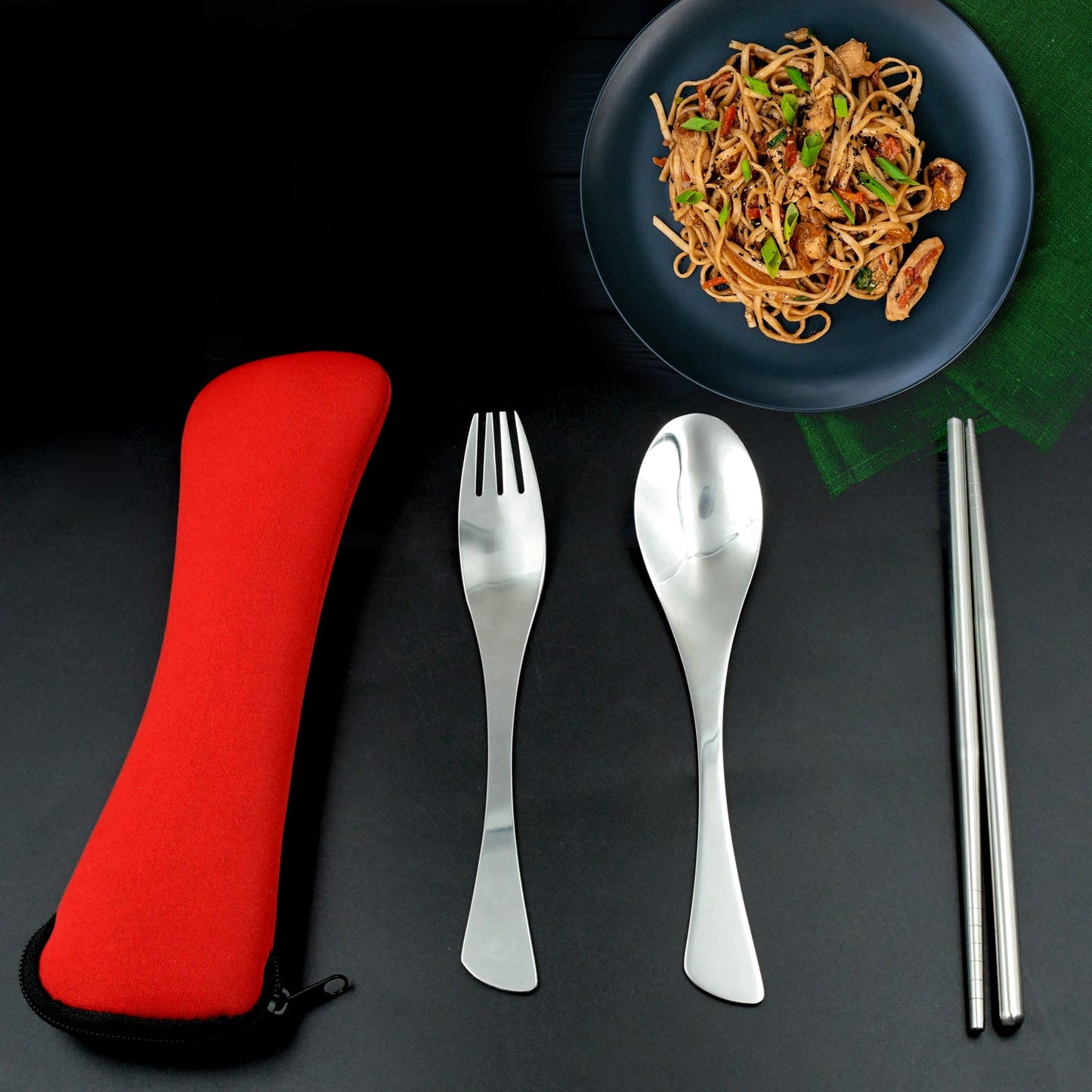 Picnic Dinner Spoon Fork Chopsticks Cutlery Tablewares Set Traveling Spoon Set High Quality Cutlery Set (4 Pc 1 Set )