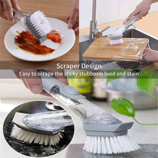 Dish Cleaning Brush With Built-in Liquid Soap Dispenser (1 Pc)