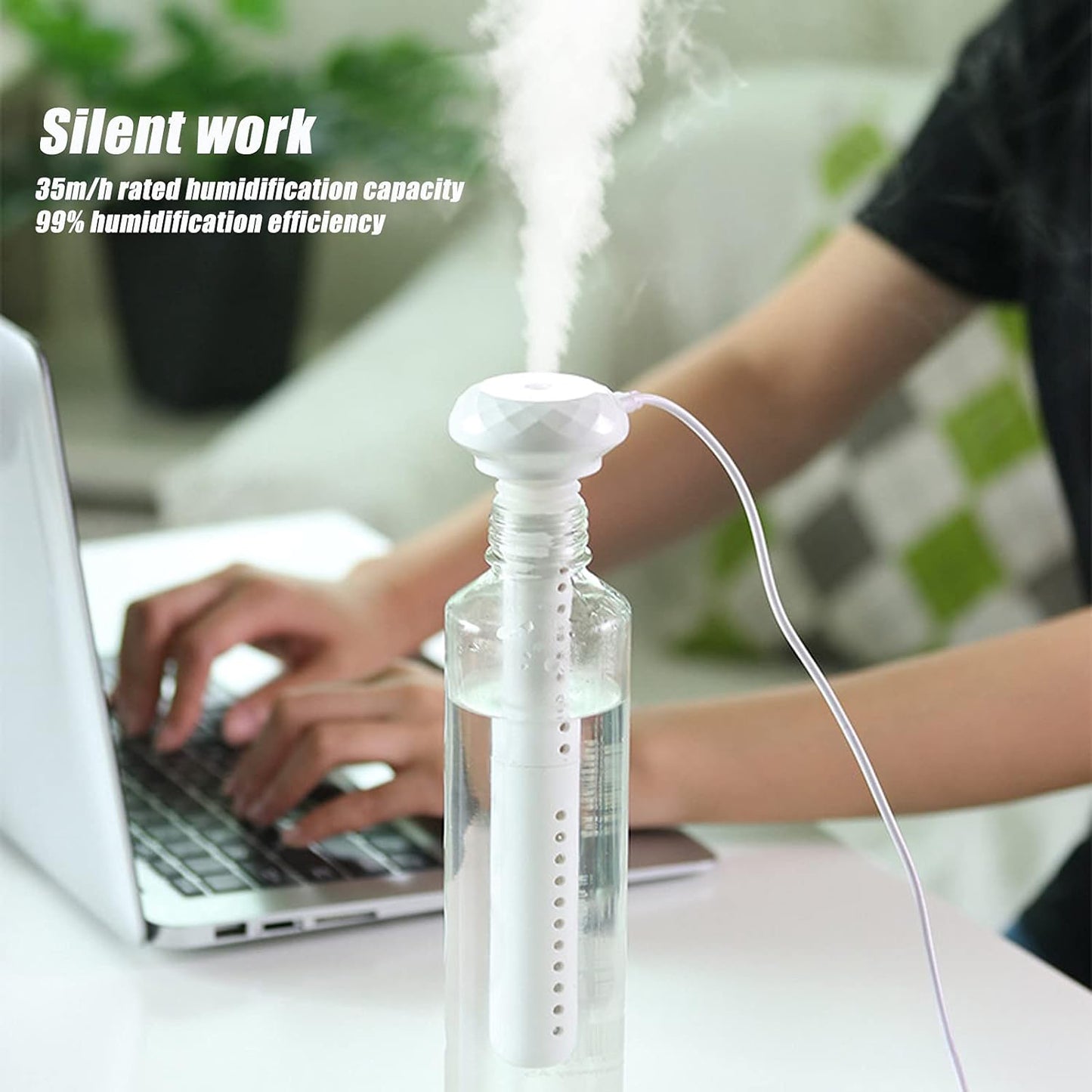 0320 Mini Portable Humidifier For Car Personal Usb Powered Bedroom Quiet Humidified Ultrasonic Cool Mist Humidifier Plants Car Travel Office Hotel (1 Pc)