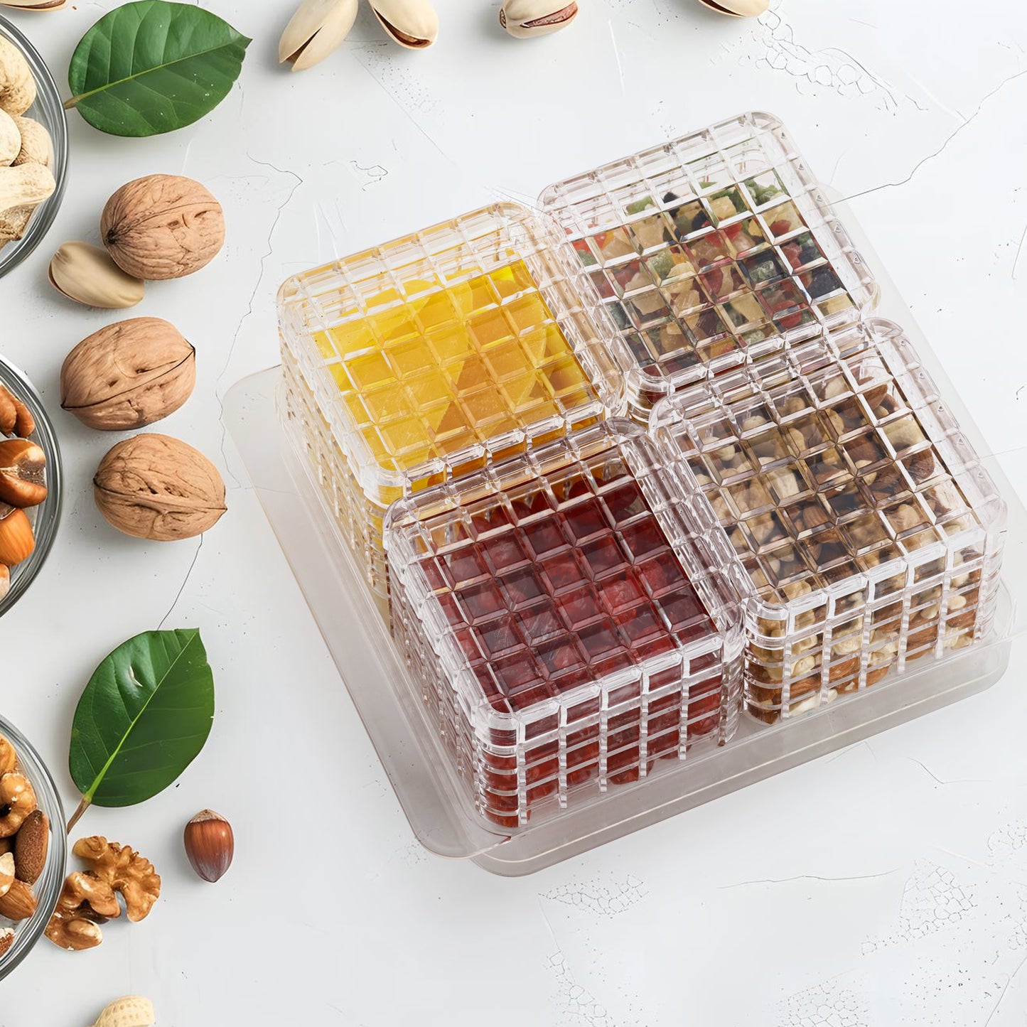Ganesh Multipurpose Gift Set Dry Fruit Candy (4 Pcs Set With Tray)