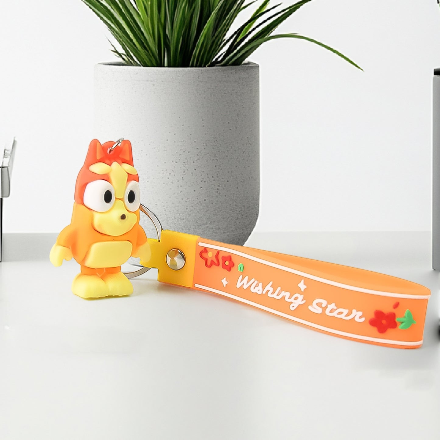 Cute Cartoon Silicone 3d Key Chain With Metal Hook Strap (Pack Of 1)