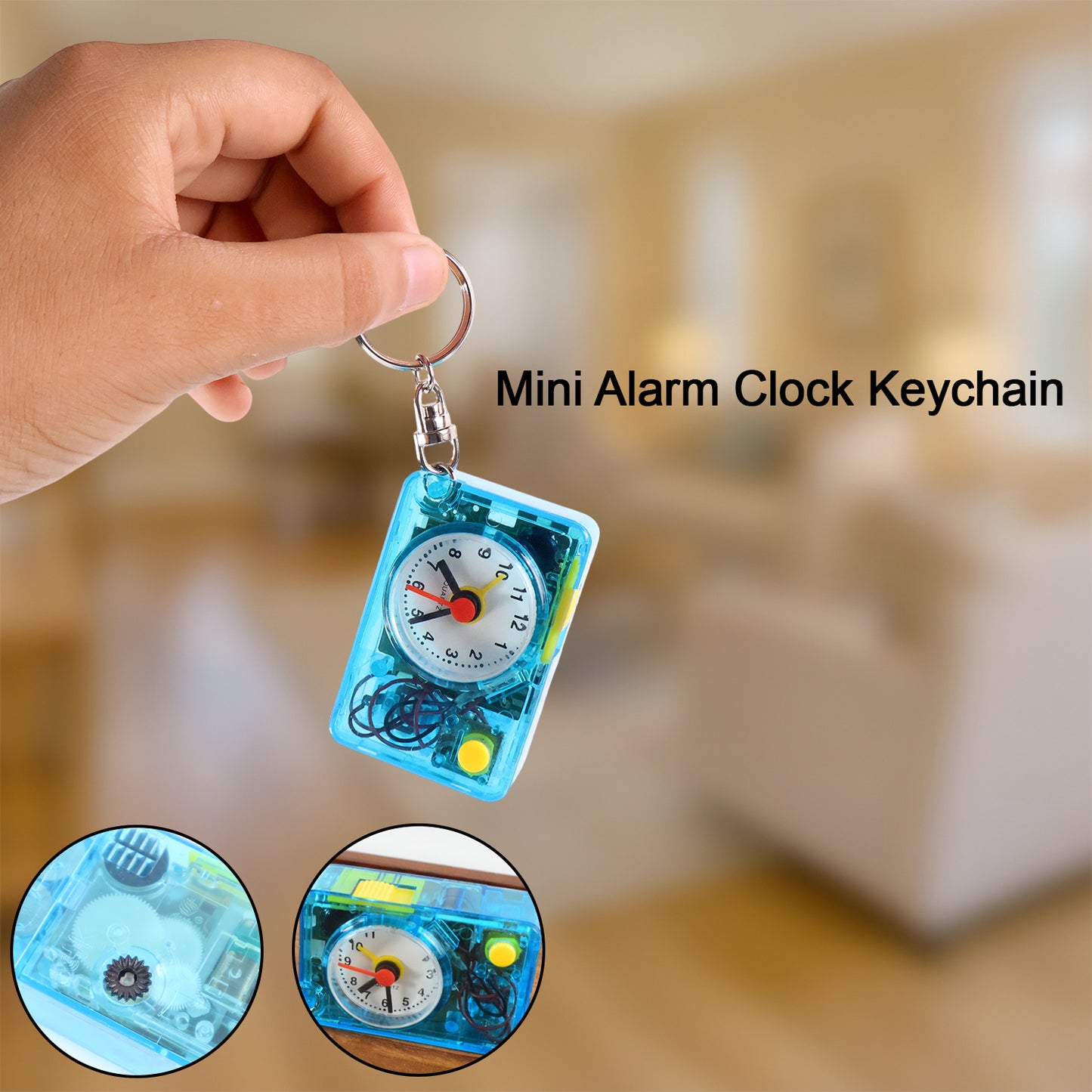 Mini Alarm Clock Keychain 1pc Portable Quartz Analog Clock Key Ring