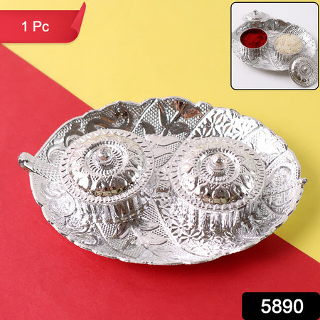 Leaf Shape Special Puja Thali (1 Pc Mix Design)