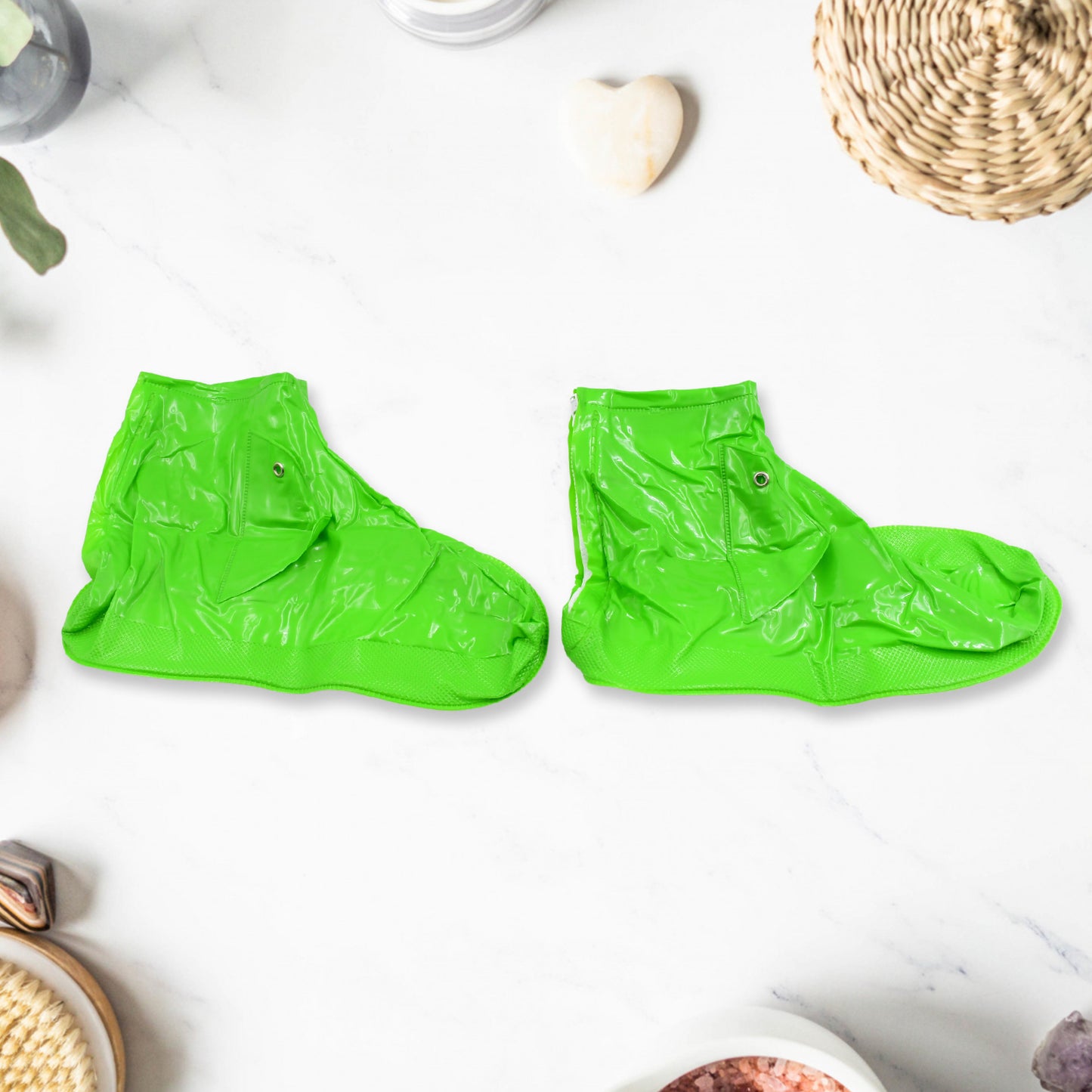 17962 Plastic Shoes Cover Reusable Anti-slip Boots Zippered Overshoes Covers Shoe Laces Waterproof Snow Rain Boots For Kids Adult Shoes For Rainy Season (1 Pair)