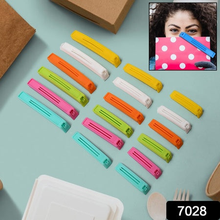 7028 Food Snack Pouch Bag Clip Sealer For Keeping Food Fresh For Home Kitchen Plastic Camping Snack Air Tight Seal Bag Clips Packet Vacuum Sealers Clip (18 Pc Set)