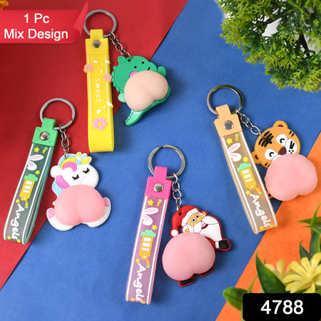 Silicone Keychain With Wrist Strap Squeeze Toy (1 Pc Mix Design)
