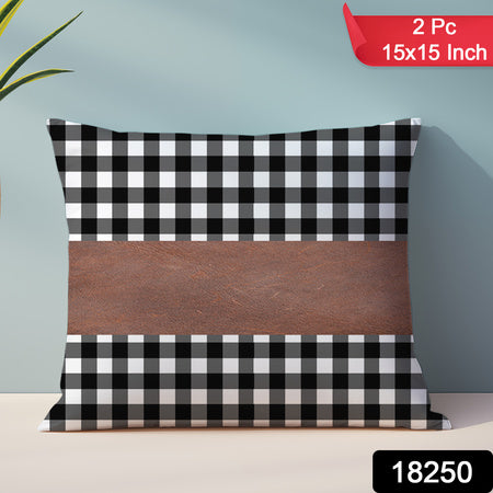 Pillow Covers Leather Cotton Cushion Covers (15 15 Inch 1 Pair 2 Pc)