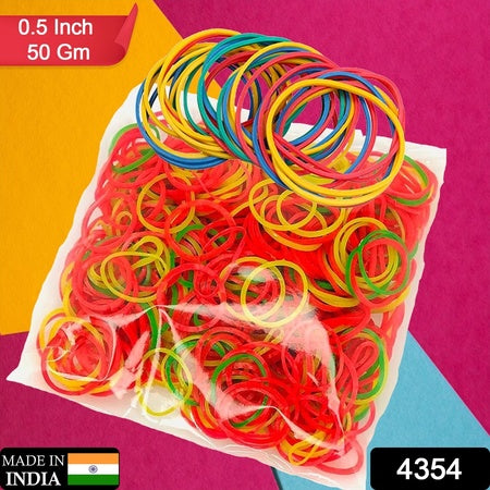 4354 Rubber Band For Officehome And Kitchen Accessories Item Products Elastic Rubber Bands Flexible Reusable Nylon Elastic Unbreakable For Stationery School Multicolor (0.5 Inch 50 Gm)