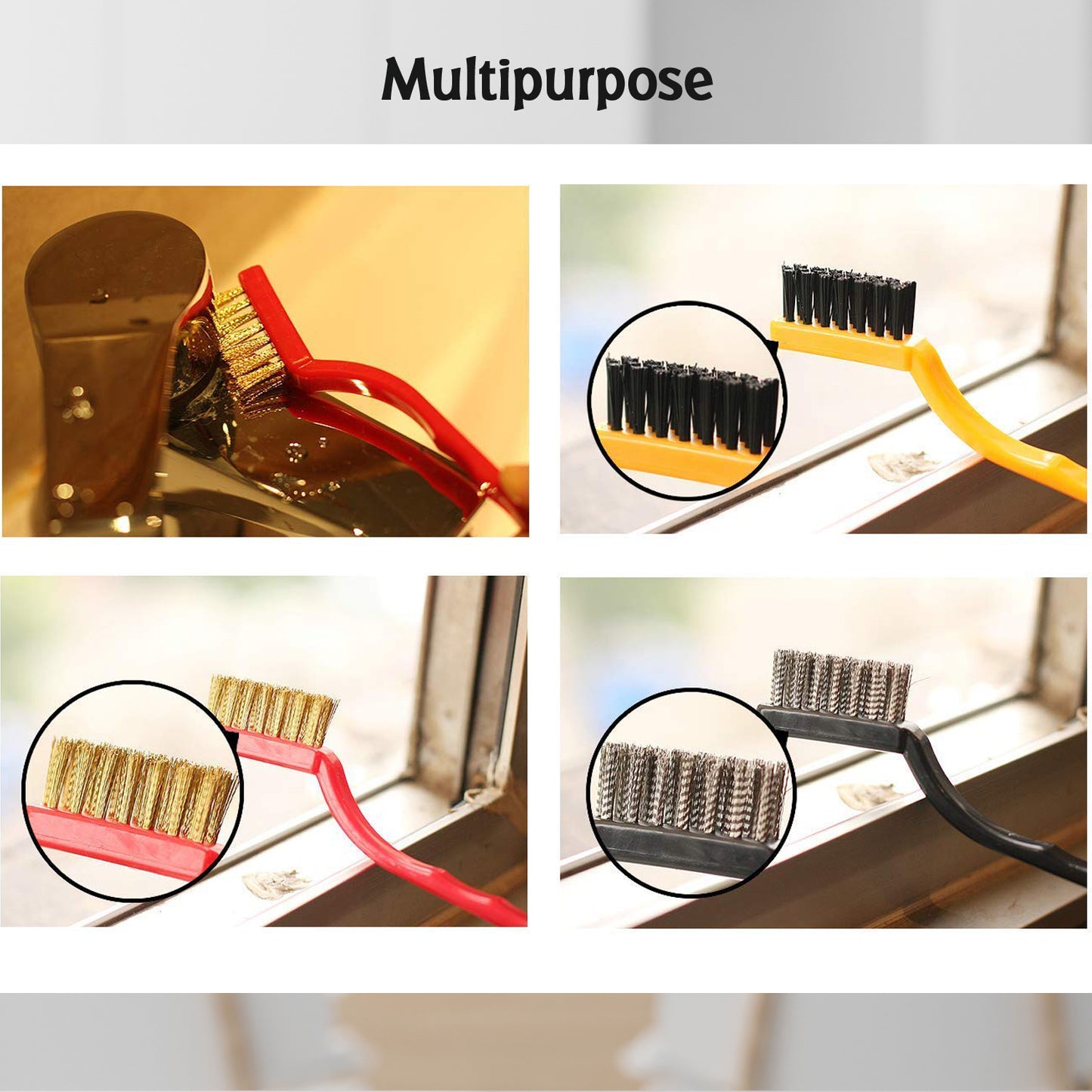 2166 3pc Mini Wire Brush Set Brass Nylon Stainless Steel Bristles Household Cleaning Brush For Gas Stove Smoke Machine Tool Burner Tiles Tap Rust Removal Welding Slag Dirt Paint Scrubbing.