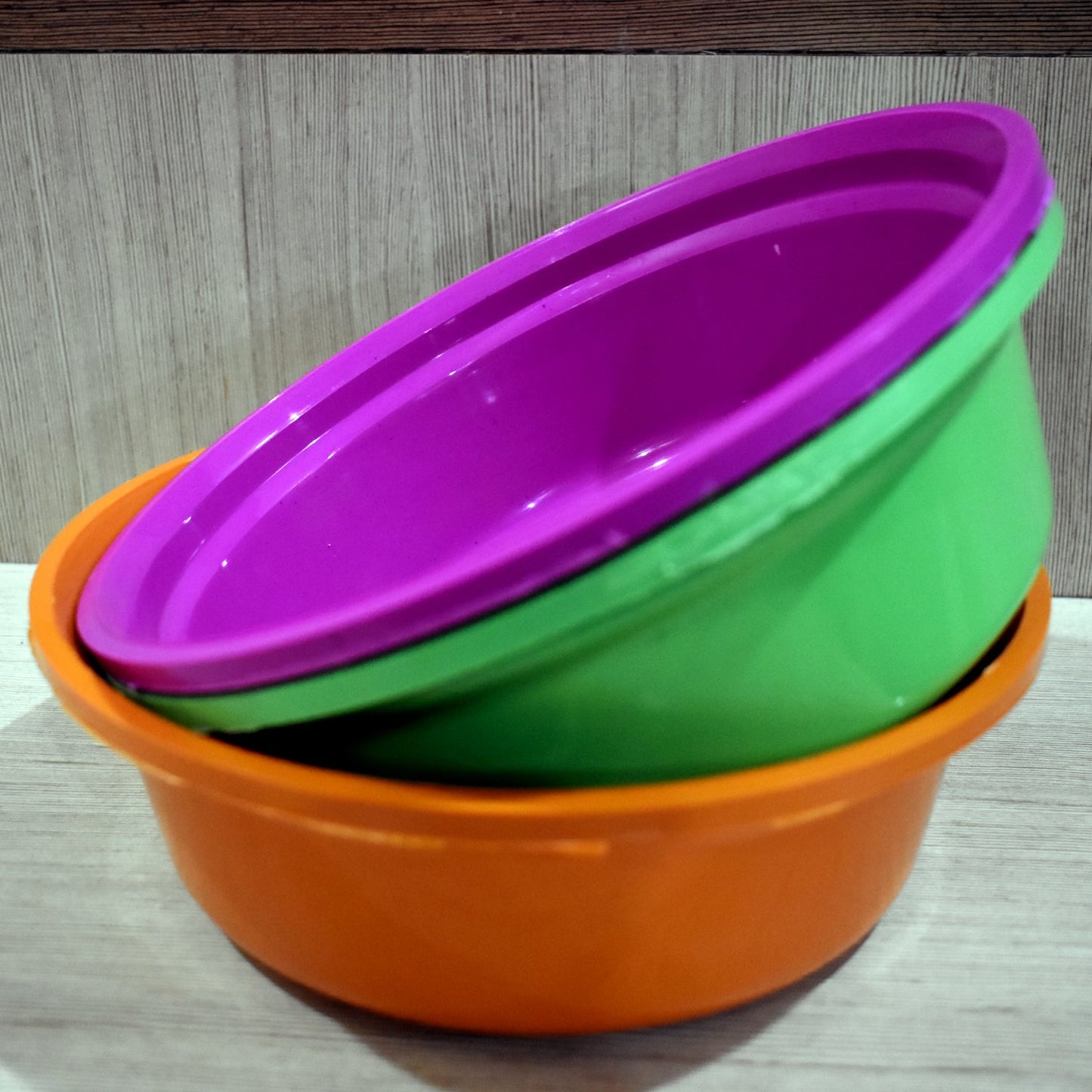 2592 Household Storage Plastic Round Bowl Tub Basket Bucket Set - Pack Of 3