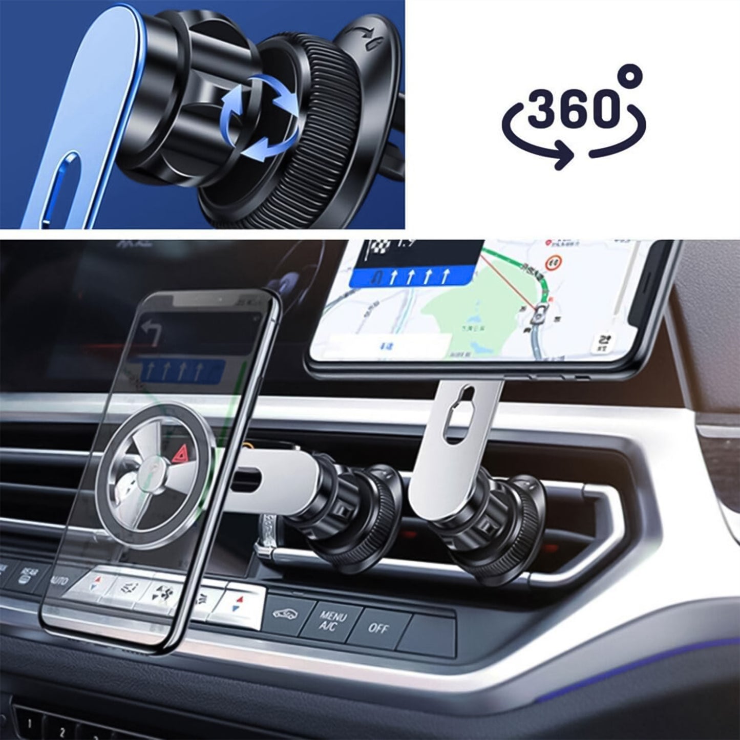360 Rotatable Foldable Air Vent Magnetic Phone Holder (1 Pc)