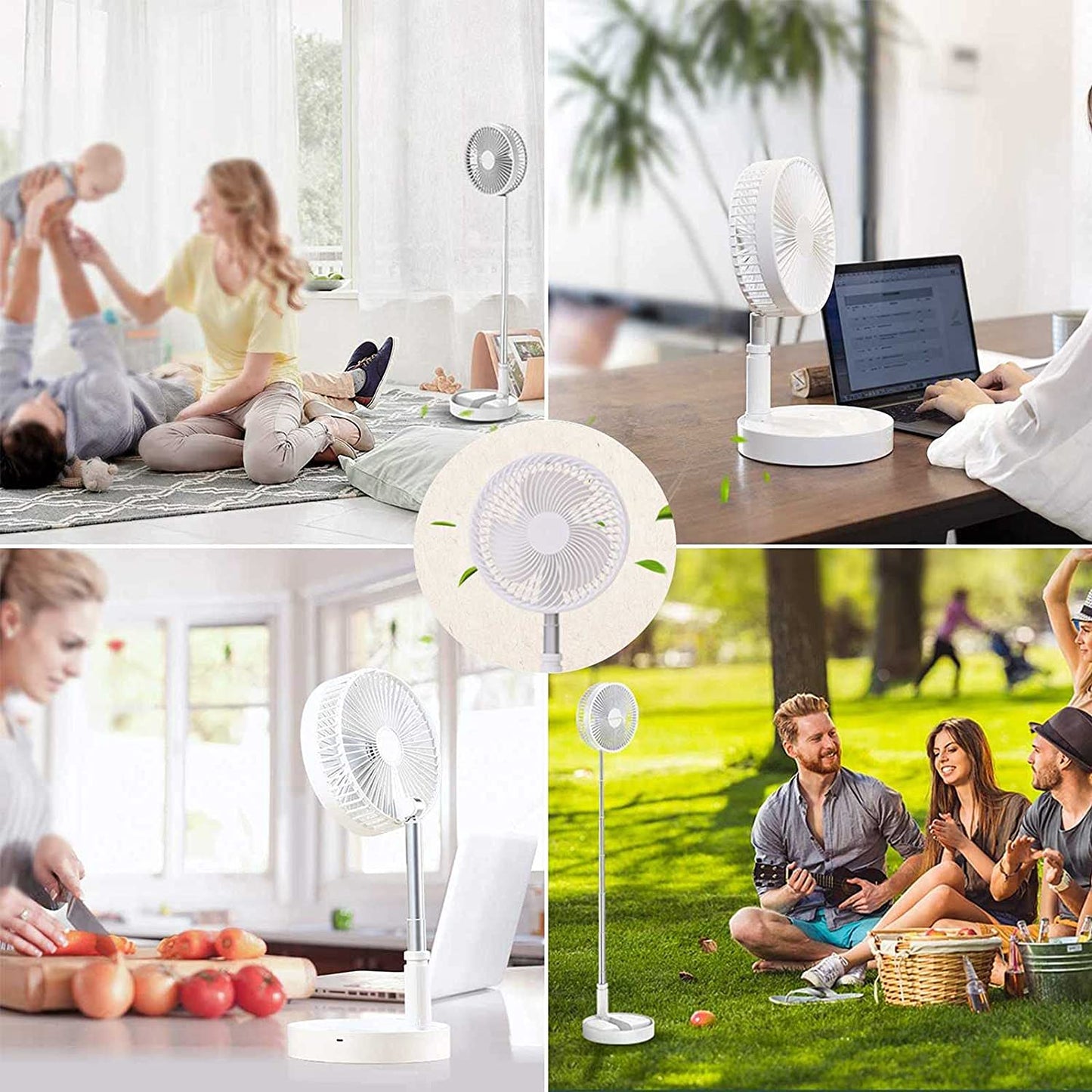7206 Telescopic Electric Desktop Fan Height Adjustable Foldable Portable For Travelcarry Silent Table Top Personal Fan For Bedside Office Table (Battery Not Include)