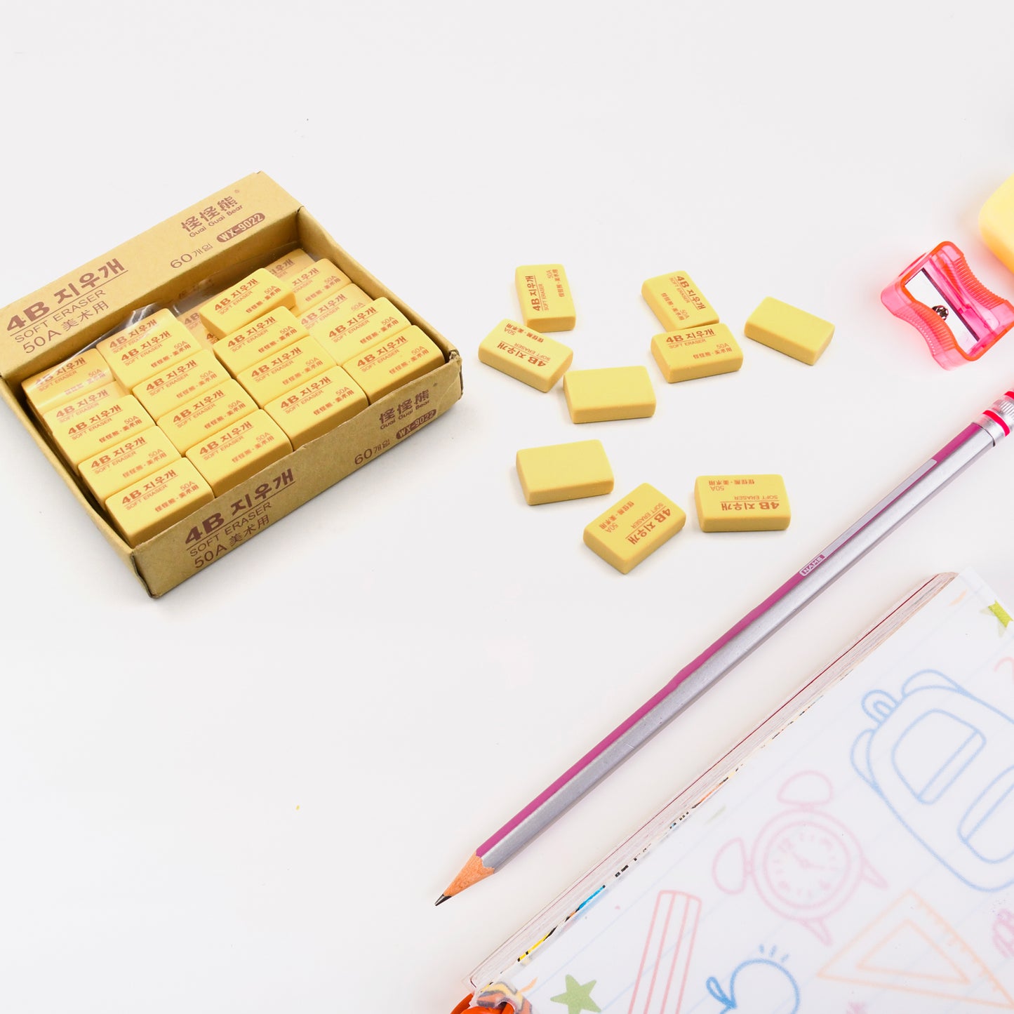 4504 Pencil Eraser Professional 4b Drawing Eraser Art Soft Eraser For School Office (60 Pc Pack)