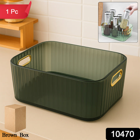 Premium Ribbed Transparent Storage Basket With Gold Handle Multipurpose Kitchen Amp Home Organizer Box