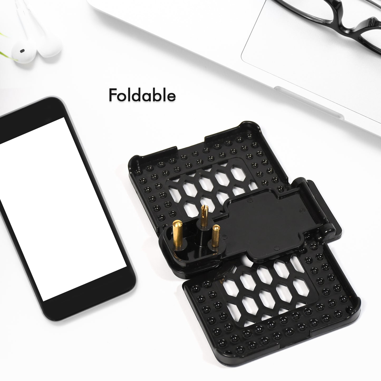 6496b Multi-purpose Wall Holder Stand For Charging Mobile Just Fit In Socket And Hang ( Black )