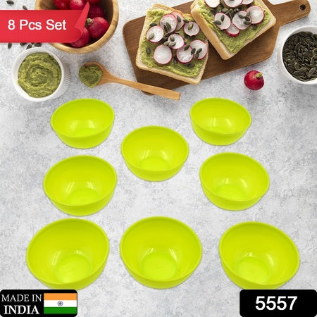 5557 Multipurpose Small Round Plastic Bowl Katori Microwave Safe Reusable Lightweight Bowl Dishwasher Safe Chutney Bowl (8 Pcs Set)