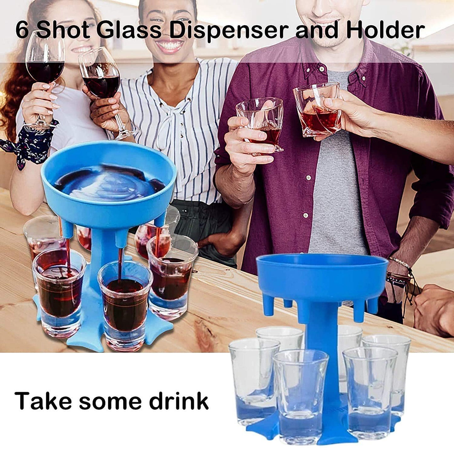 6-way Plastic Shot Glass Dispenser With Ho6-way Plastic Shot Glass Dispenser With Holder Stand (1 Pc)lder Stand (1 Pc)