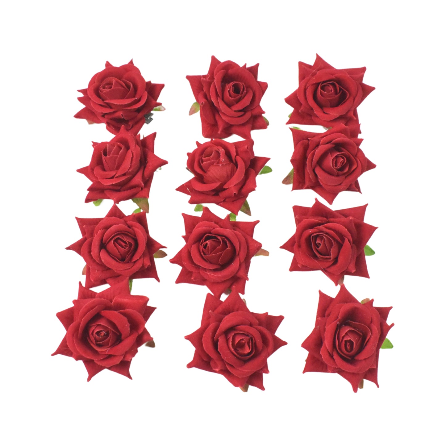 Flower Rose Hair Pin Clip Velvet Flower Design (12 Pcs Set)