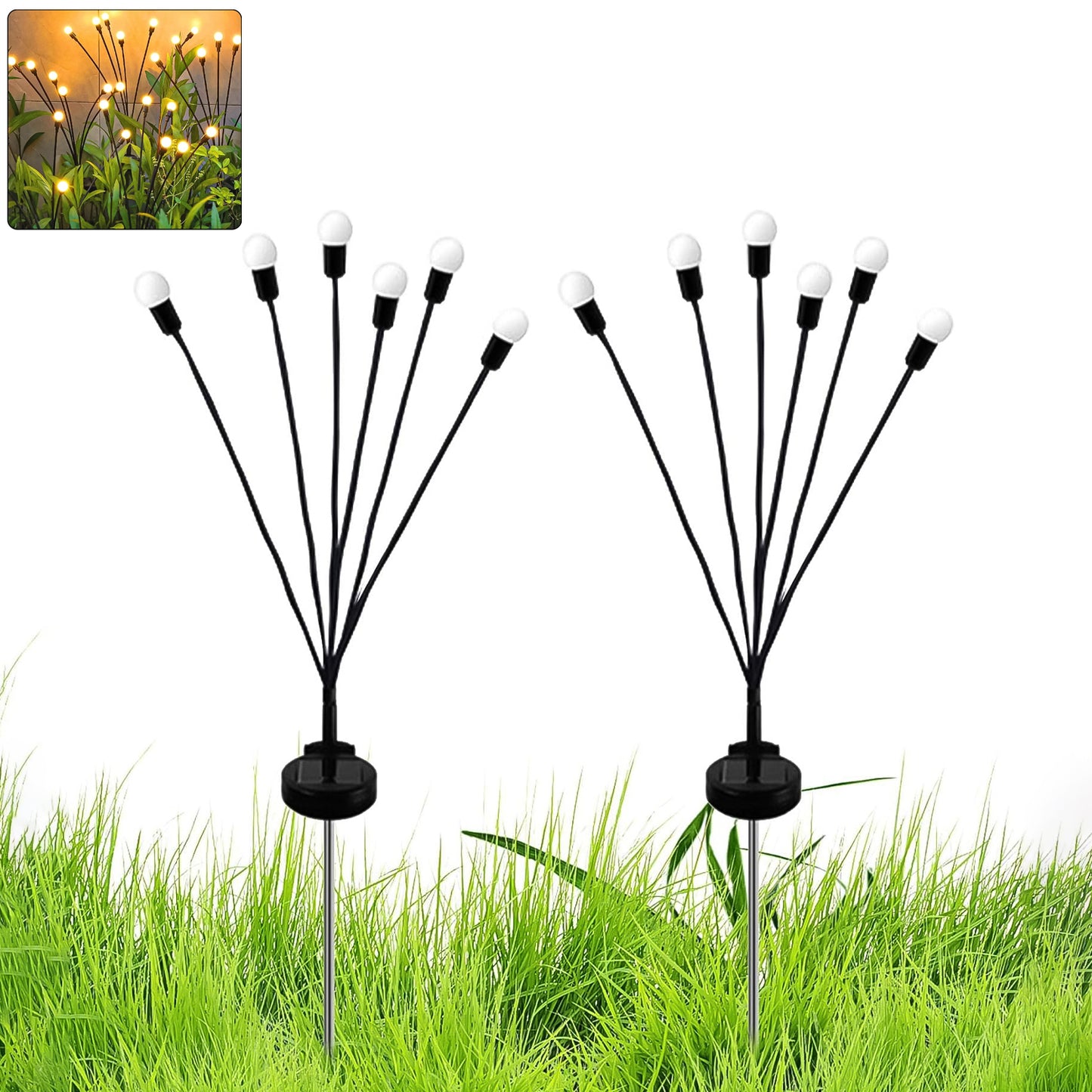 Solar-powered Firefly Garden Decorative Led Light Set (2 Pc)