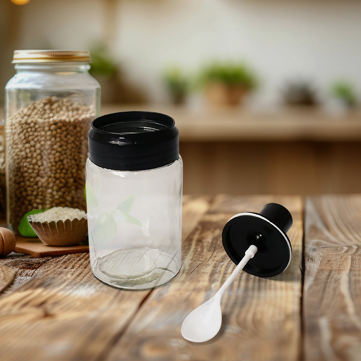 10011 Transparent Glassoil Dispenser 500 Ml Bottle Set Of 2 Spice Jar 250 Ml Set Of 3 Oil Bottle For Kitchen Oil Vinegar Storage Glass Bottle Glass Container For Spice Masala (5 Pcs Set)
