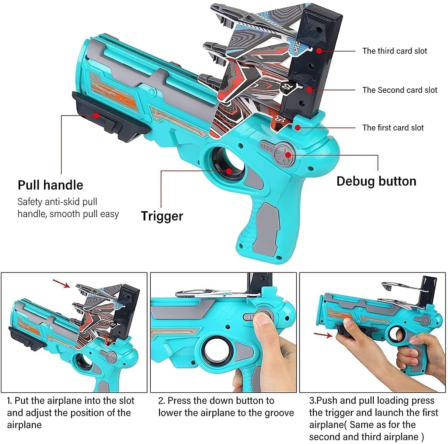 4710 Airplane Launcher Gun Toy With Foam Glider Planes Outdoor Games For Children Best Aeroplane Toys For Kids Air Battle Gun Toys ( 5 Plane Include )