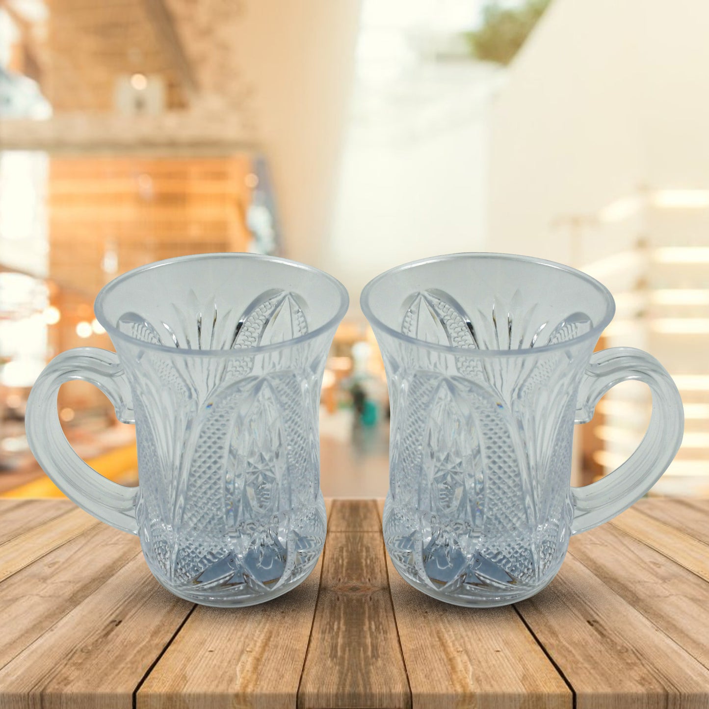 4727 Flashing Cup Led Water Sensor Light Up Cup With Handle For Home Kitchen Fun Luminous Water Cup Party Birthday Nightclub Christmas Disco Entertainment Cup (2 Pcs Set)