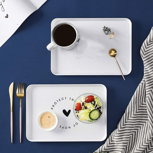 Elegant Printed Plastic Serving Tray With Motivational Quote