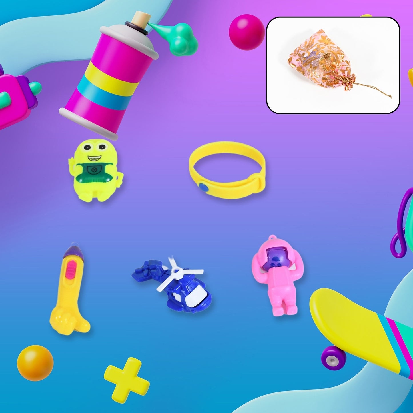 17690 5pc Toy Combo Kids Best Gift Set Combo Attractive Unique Toy Combo 5pc Colorful Toy Combo With Potli Bag