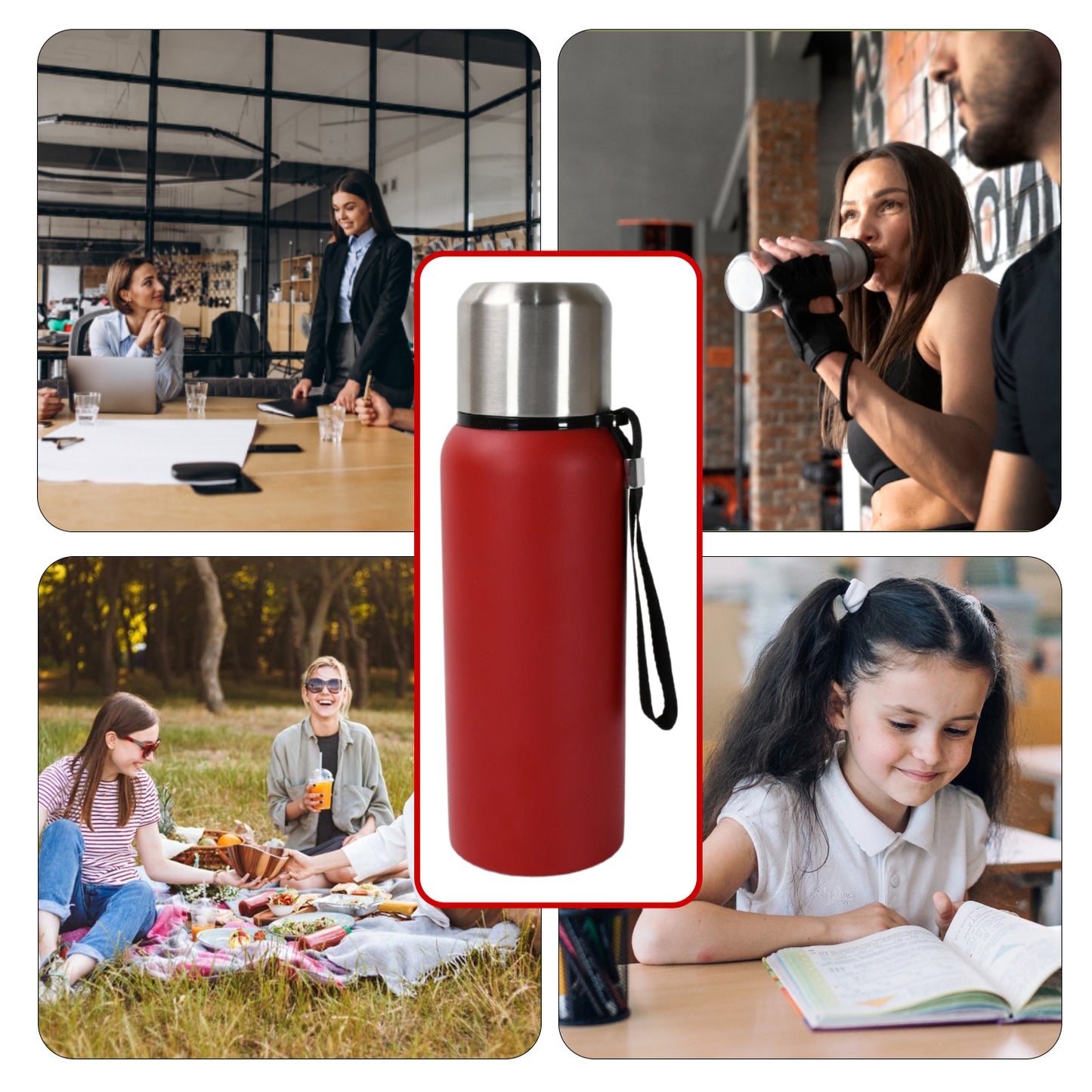 Stainless Steel Water Bottle Fridge Water Bottle Stainless Steel Water Bottle Leak Proof Rust Proof Cold Hot Thermos Steel Bottle Leak Proof Office Bottle Gym Home Kitchen Hiking Trekking Travel Bottle (1000ml800mlapprox 600ml)