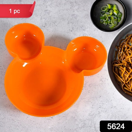 5624 Mickey Mouse Shape Plates For Kids Bpa Free Unbreakable Childrens Food Plate Kids Bowl Fruit Plate Baby Cartoon Bowl Plate Tableware (1 Pc)
