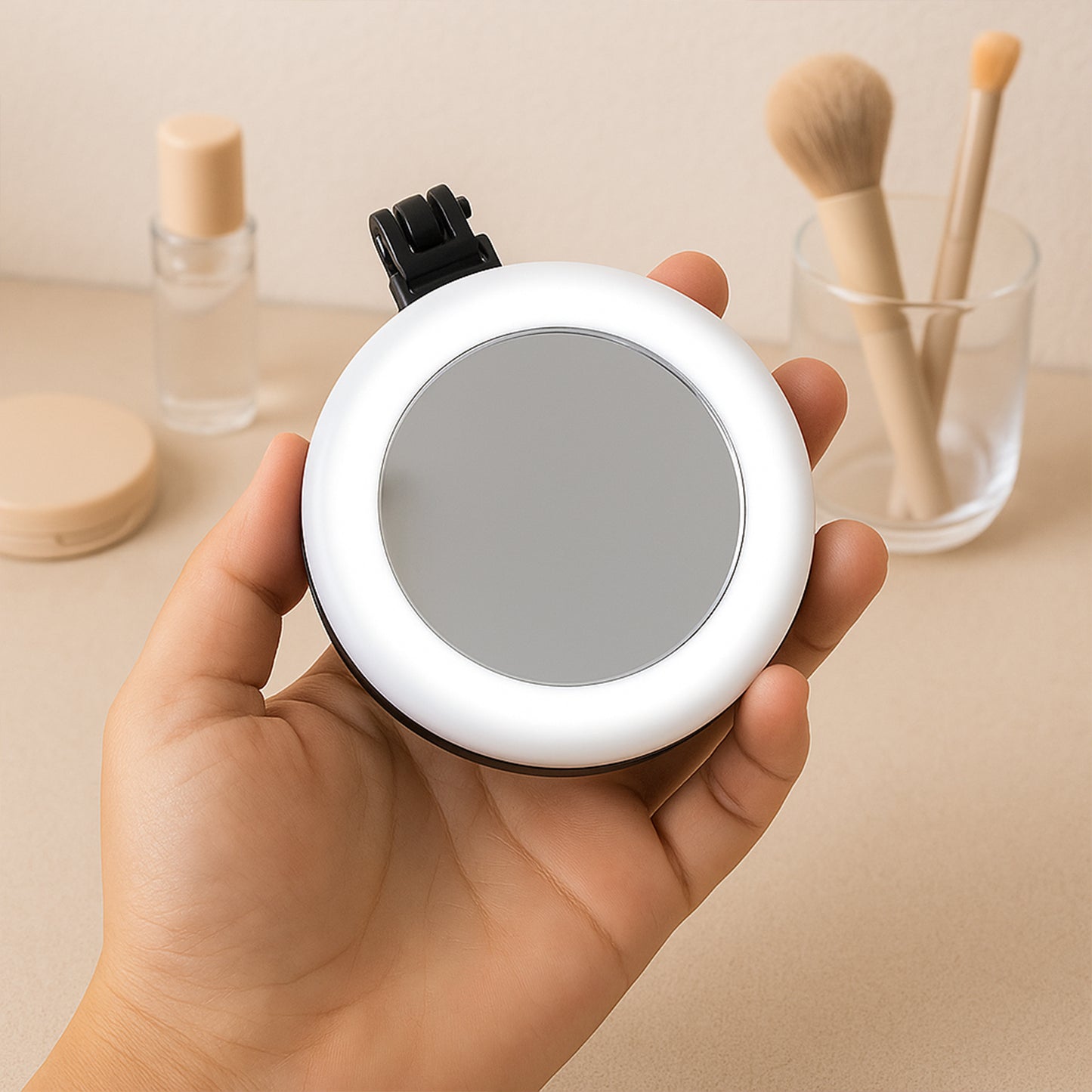 Rechargeable Led Makeup Mirror With Ring Light (1 Pc)
