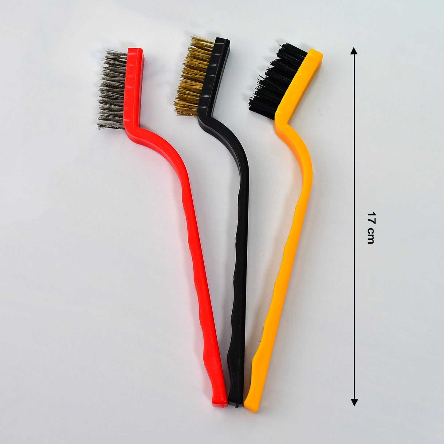 2166 3pc Mini Wire Brush Set Brass Nylon Stainless Steel Bristles Household Cleaning Brush For Gas Stove Smoke Machine Tool Burner Tiles Tap Rust Removal Welding Slag Dirt Paint Scrubbing.