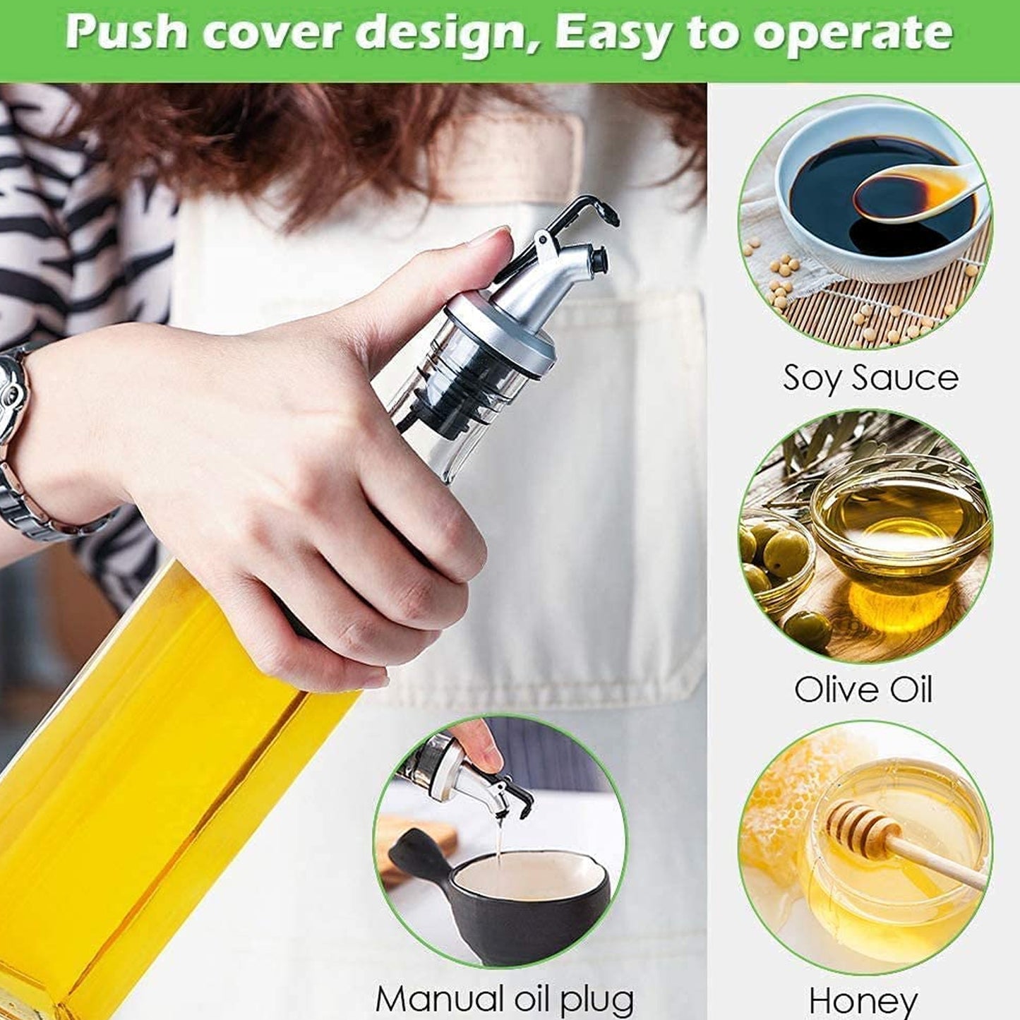 10011 Transparent Glassoil Dispenser 500 Ml Bottle Set Of 2 Spice Jar 250 Ml Set Of 3 Oil Bottle For Kitchen Oil Vinegar Storage Glass Bottle Glass Container For Spice Masala (5 Pcs Set)